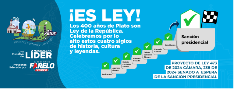 EL CONGRESO APRUEBA LA LEY DE CONMEMORACIÓN DE LOS 400 AÑOS DE PLATO, MAGDALENA